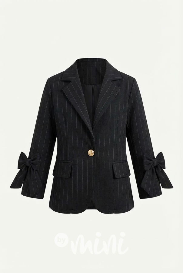 Girl boss pruhované mašličkové sako black