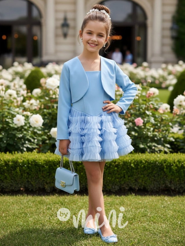 Elegant šaty + bolerko baby blue