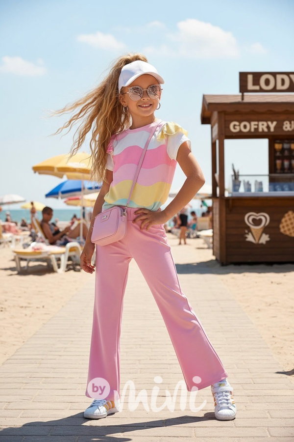 Pastel blůzka + zvonáče pink