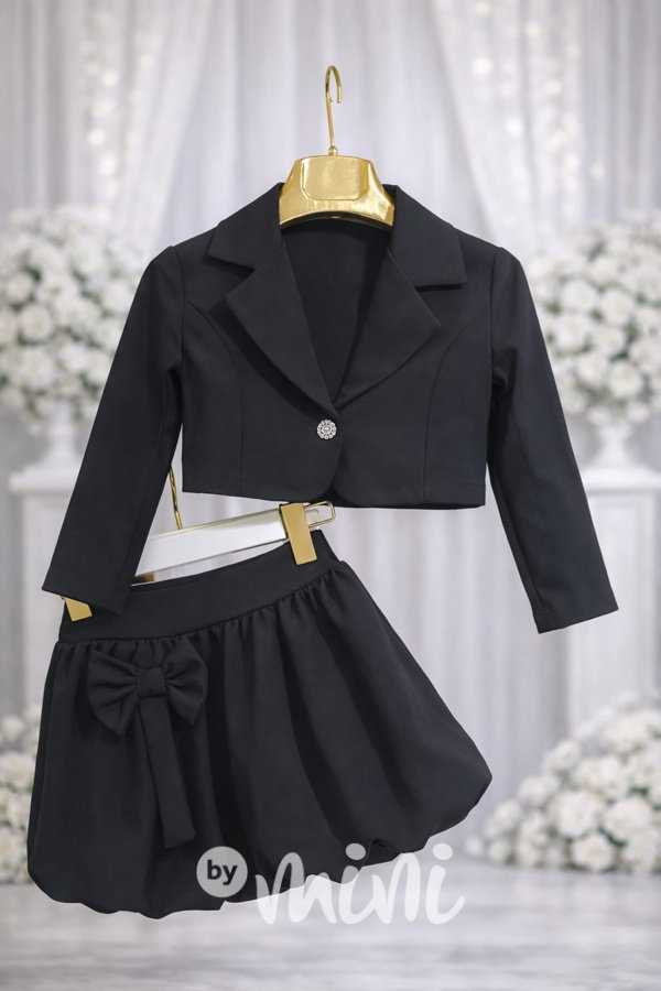 Crop sako + sukně s mašličkou black