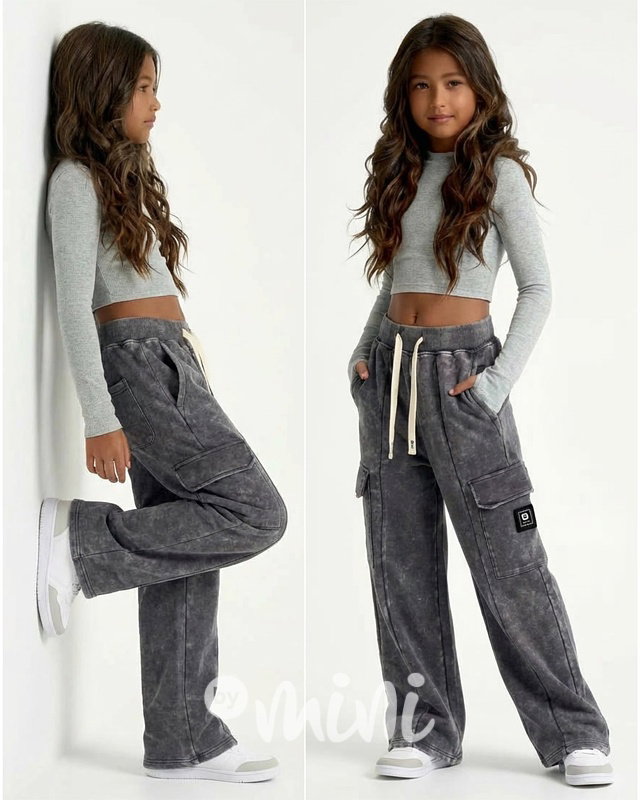 Acid wash dark cargo tepláky