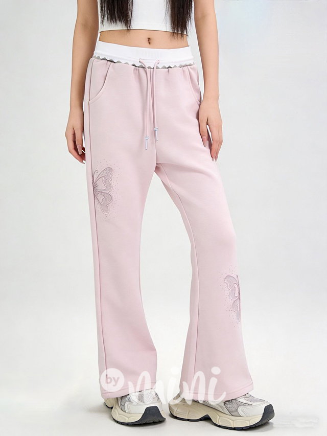 Růžové butterfly tepláky