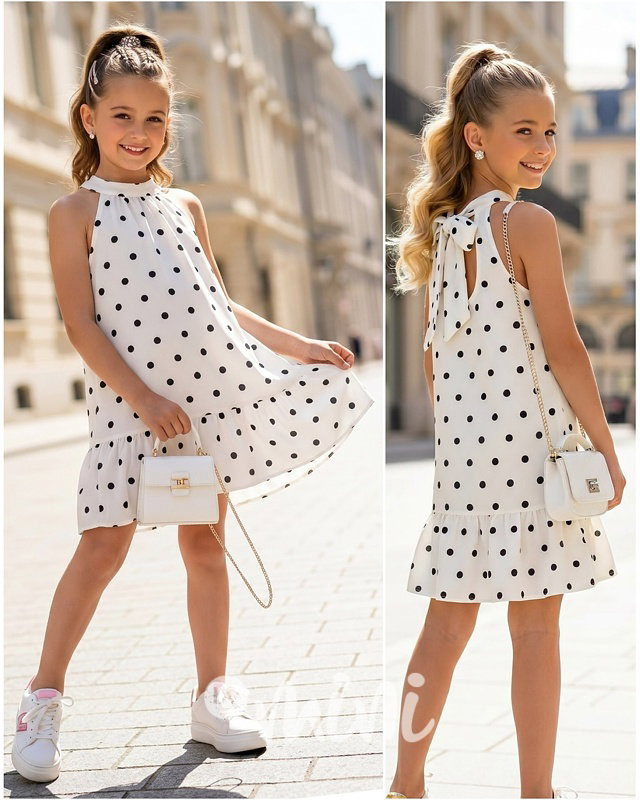 Mini chic šaty s puntíky bílé