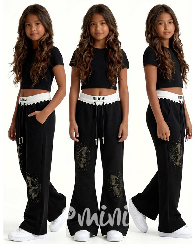 Černé butterfly tepláky