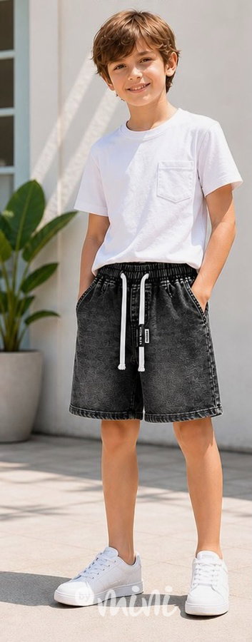 Soft denim kraťasy dark