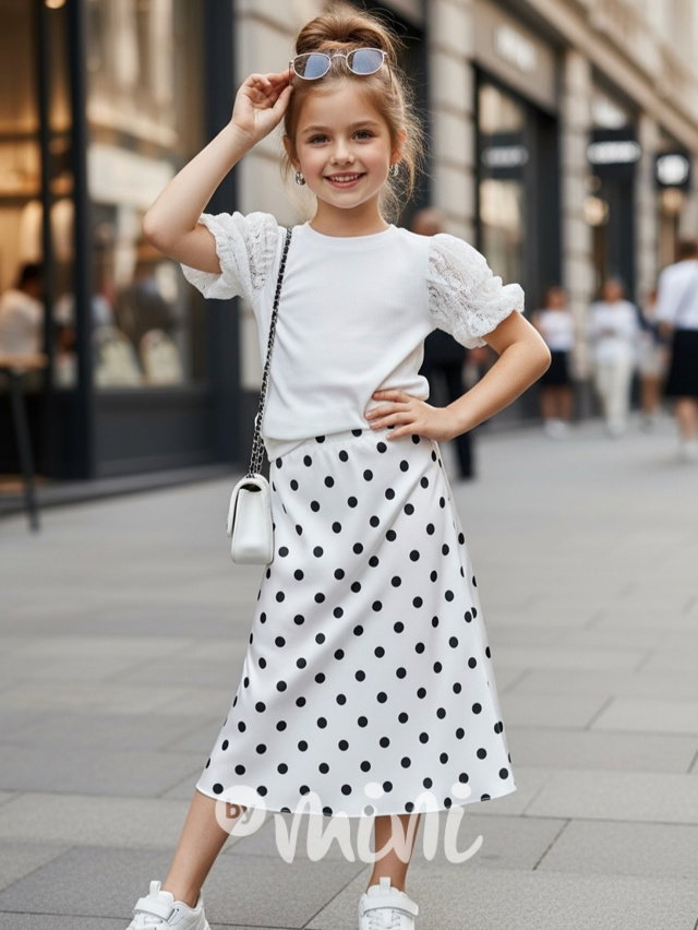 Satin midi sukně white/black