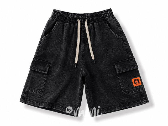 Soft denim baggy kapsáčové kraťasy dark