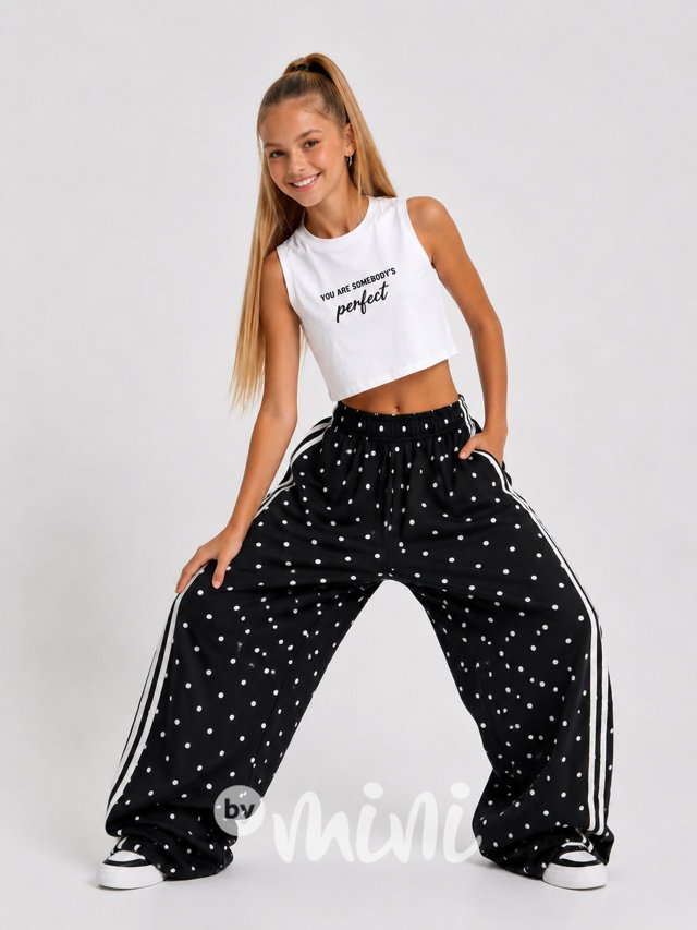 Puntíkaté premium lounge teen pants BLACK