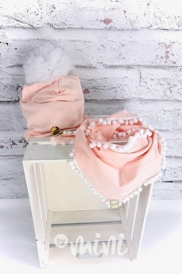 Pink white pompon set
