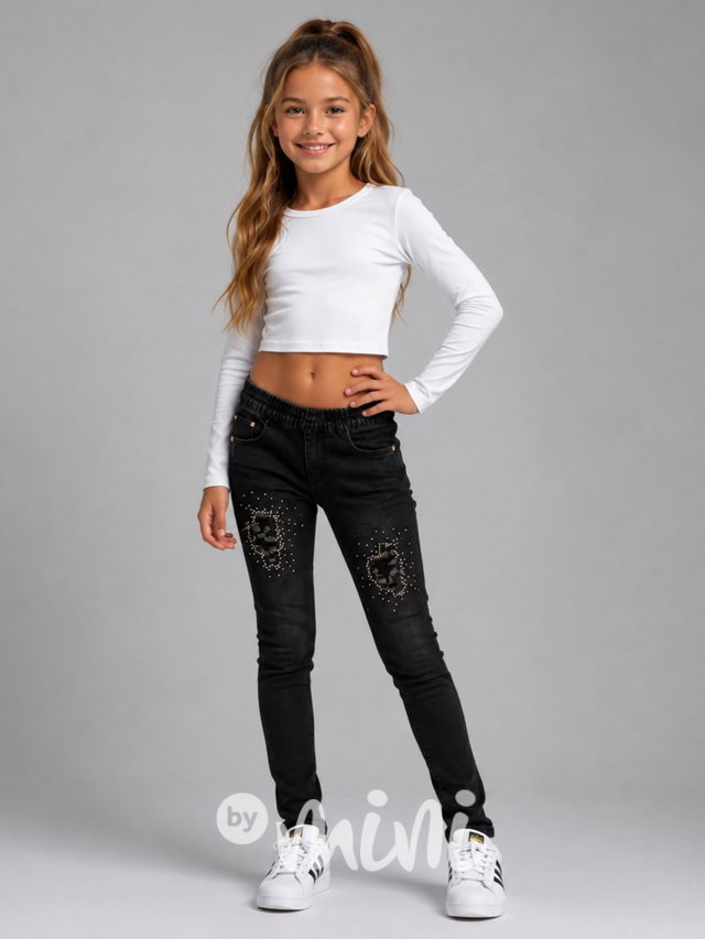 Slim ripped jeans s kamínky