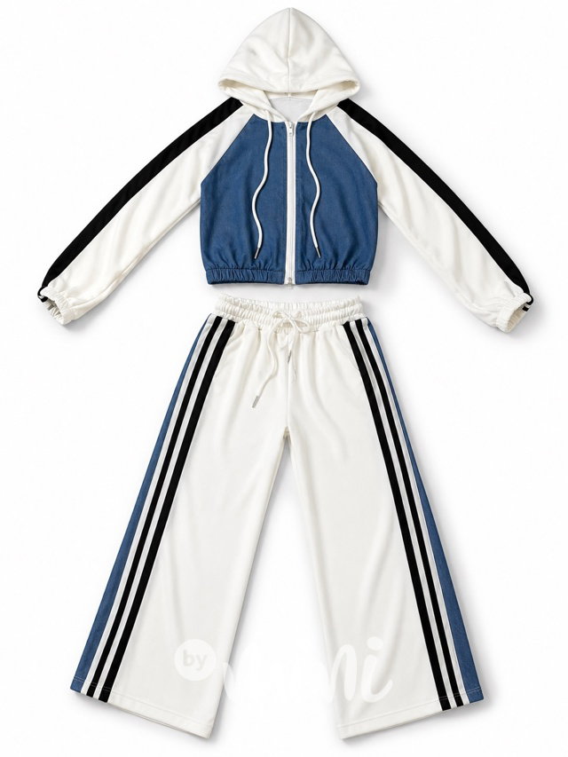 Denim & Velur souprava white