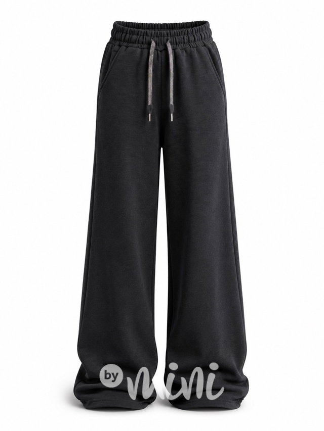 Podzimní široké tepláky dark grey
