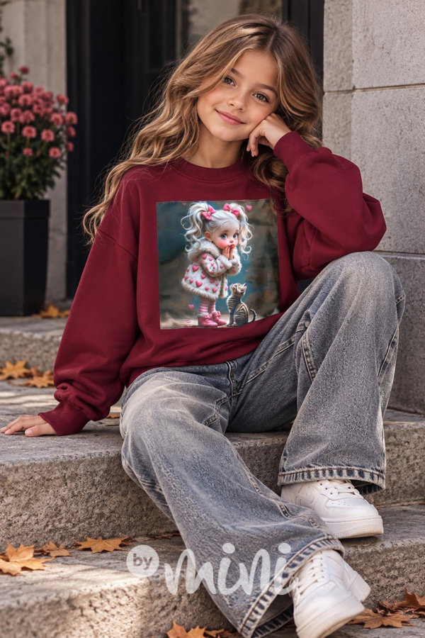 Kitty premium mikina s kamínky bordo