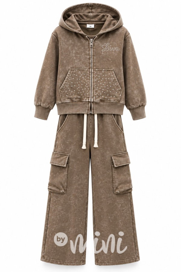 Soft cotton denim teenage souprava DIVA beige