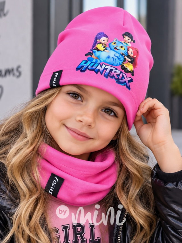 HUNTRIX beanie čepice + nákrčník pink