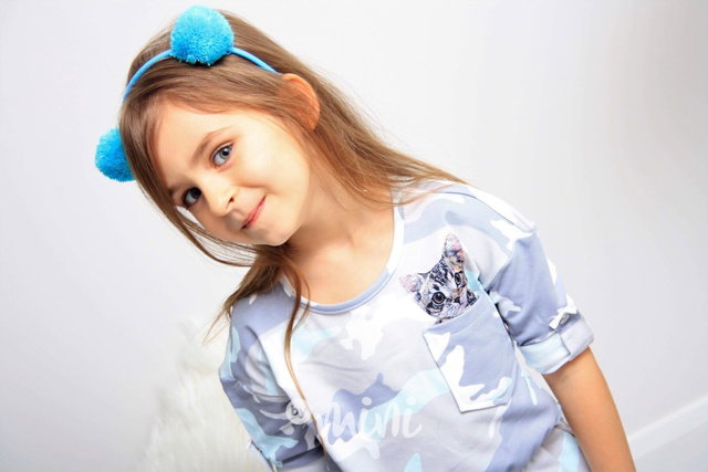 Sky blue army cat dress