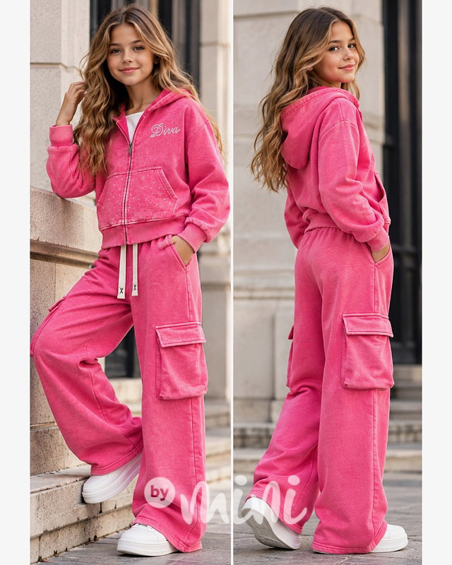 Soft cotton denim teenage souprava DIVA pink