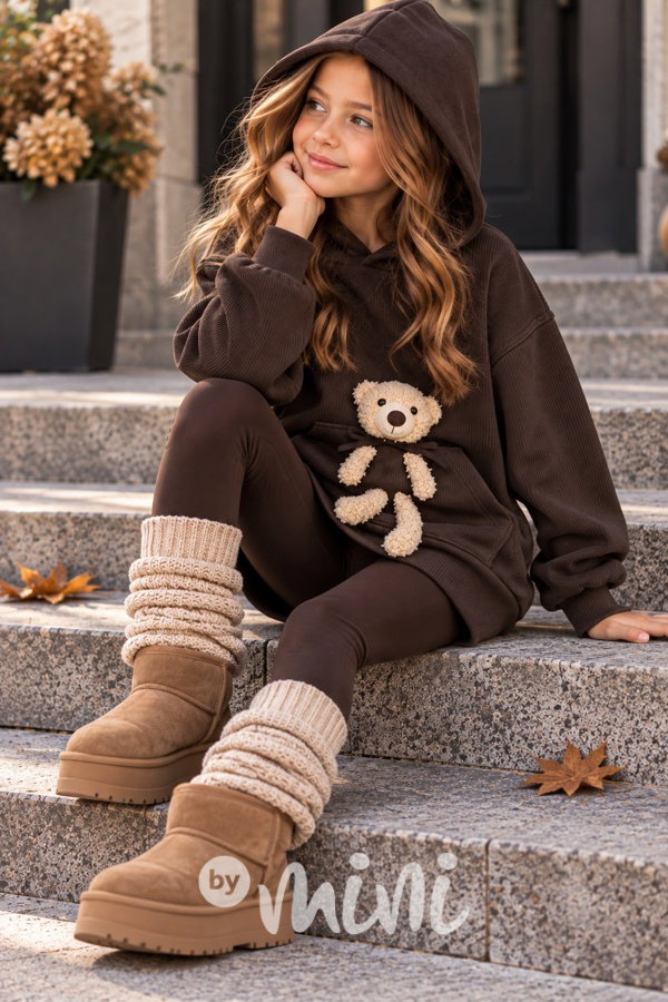 Podzimní mikinová tunika Teddy mood hnědá