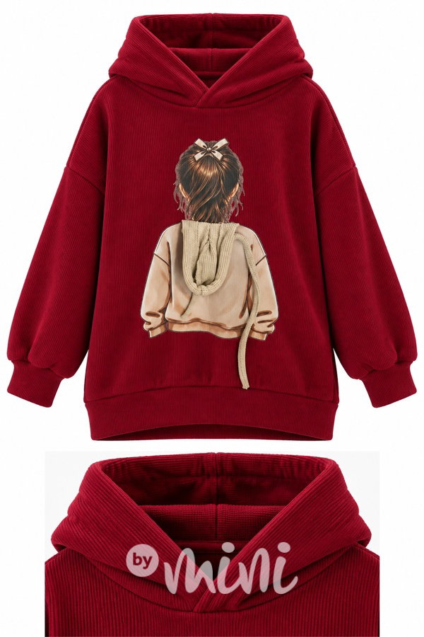 Podzimní mikinová hoodie tunika GIRL bordo