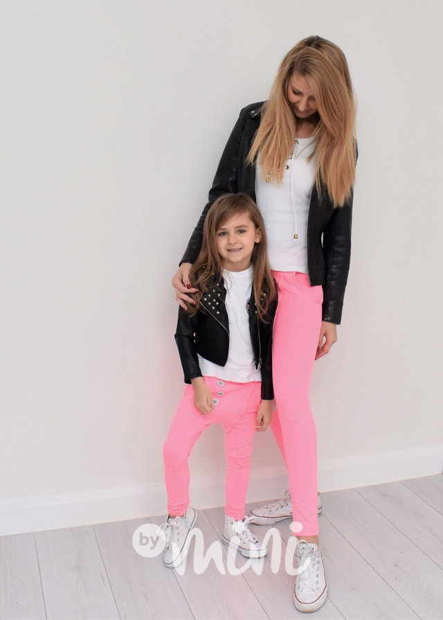 Neon pink basic slim baggy tepláčky
