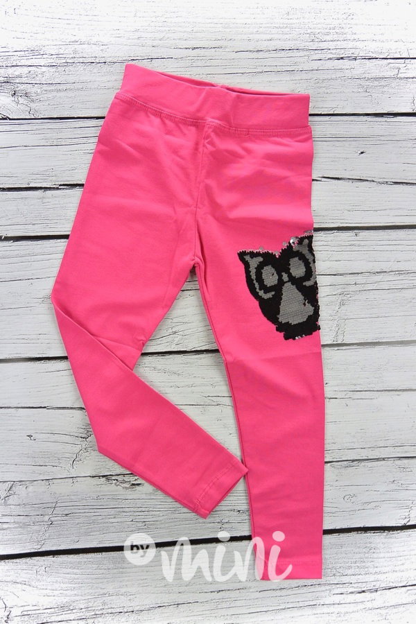 Legíny s přetáčecími flitry pink owl