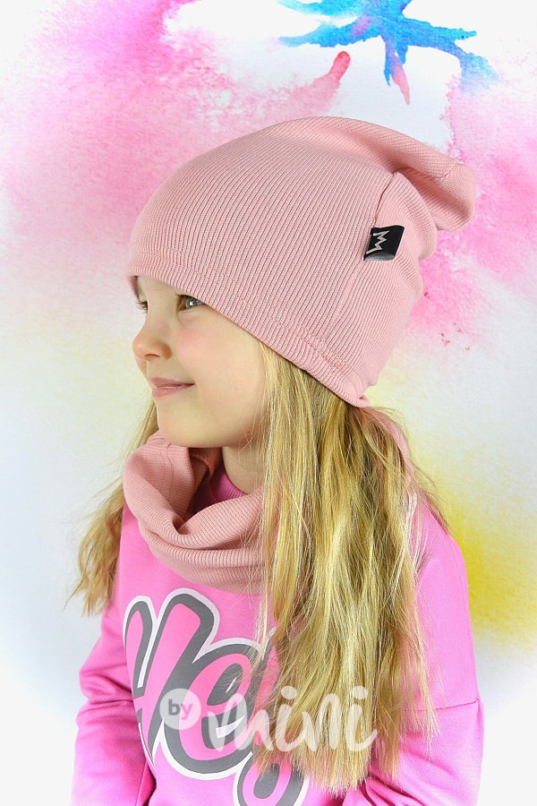 Old pink žebrovaná houmles čepka s tunelem