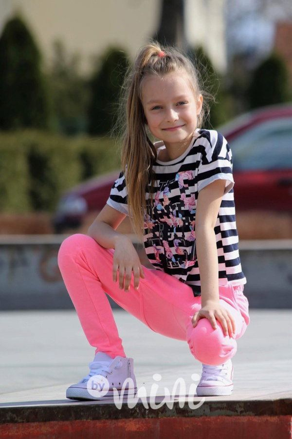 Neon pink basic slim baggy tepláčky