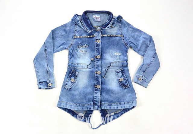 Jeans parka s nášivkami