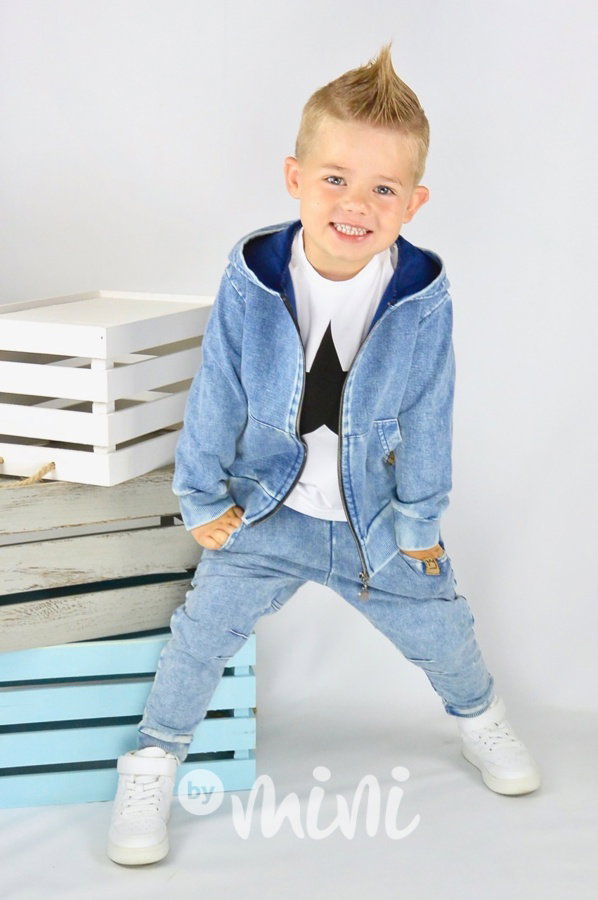 Jeans mikina s kapucí