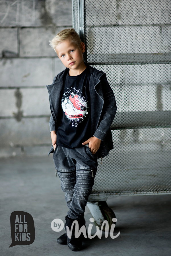 Dark jeans tepláčky s prošitím a zipem
