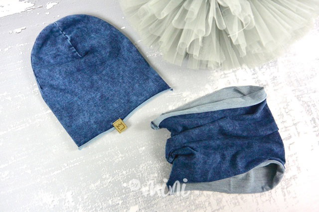 Tmavá jeans houmleska s nákrčníkem