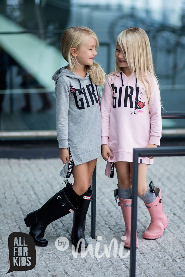 GIRL hoodie dress pink