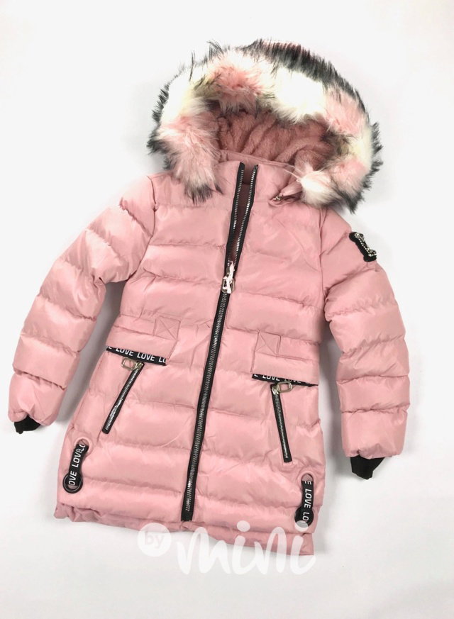 Pink zimní kabátek s kamínky