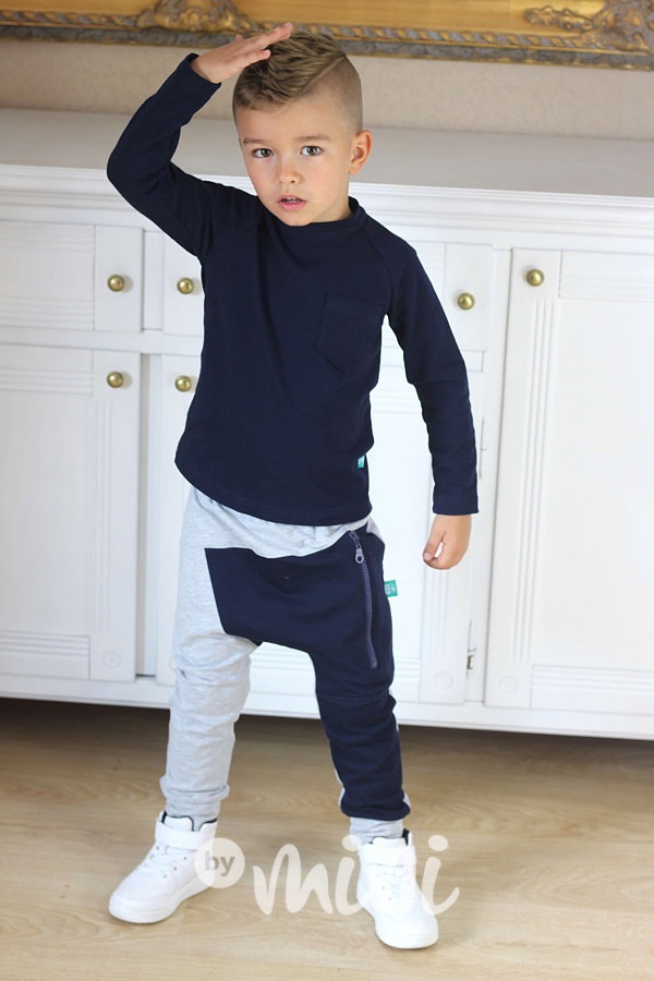Grey/Blue baggy tepláčky se zipem