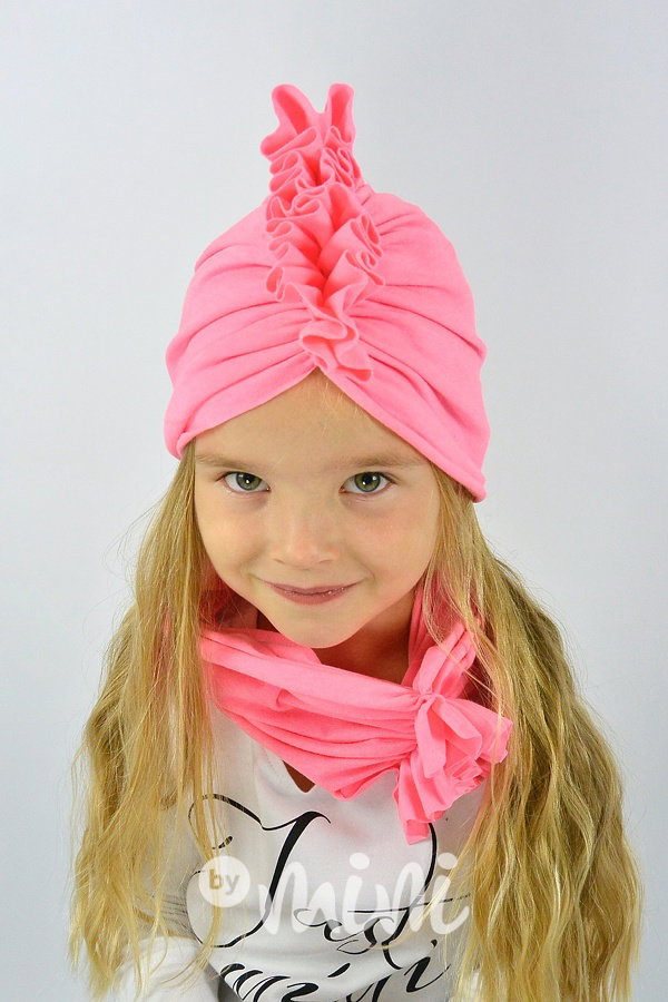 3v1 turban + nákrčník (čelenka) neon pink
