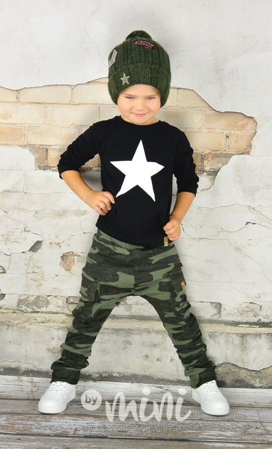 Zateplené khaki army baggy kapsáče zip