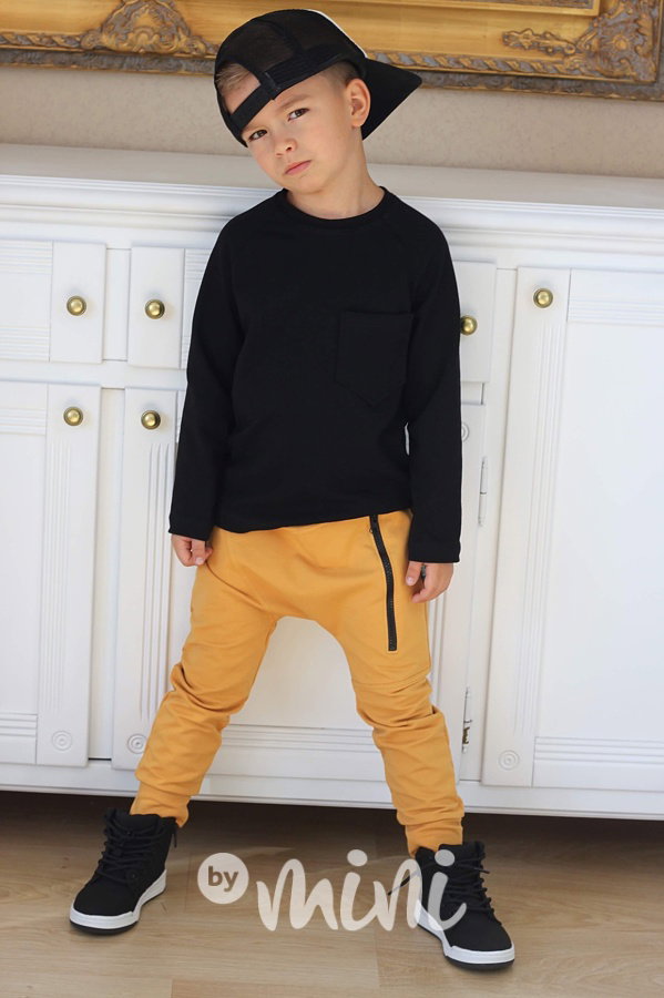 Mustard baggy tepláčky se zipem