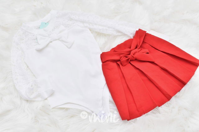 Krajkové body + červená sukýnka