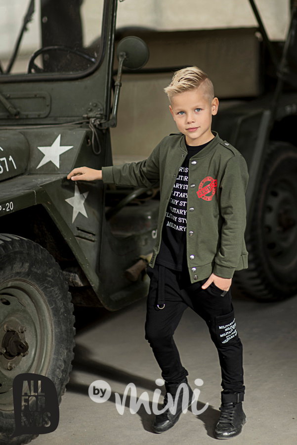 Military style khaki chlapecké triko