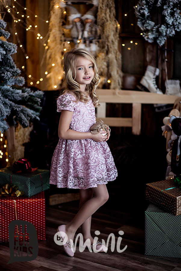 Dívčí růžové krajkové Princess šaty