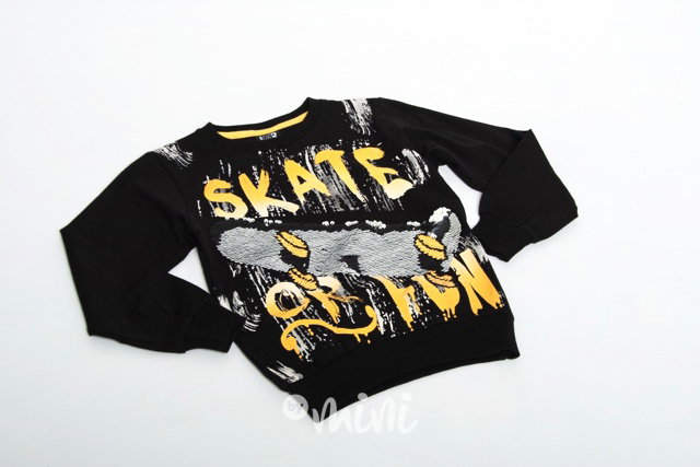 SKATE mikina s obracecími flitry černá
