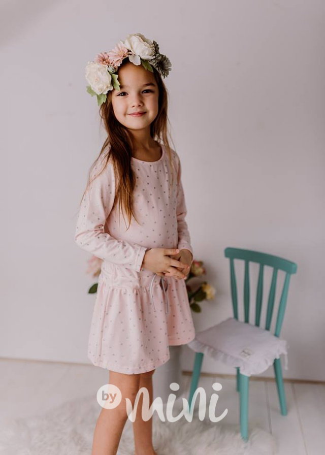 Puntíkaté romantic šaty baby pink