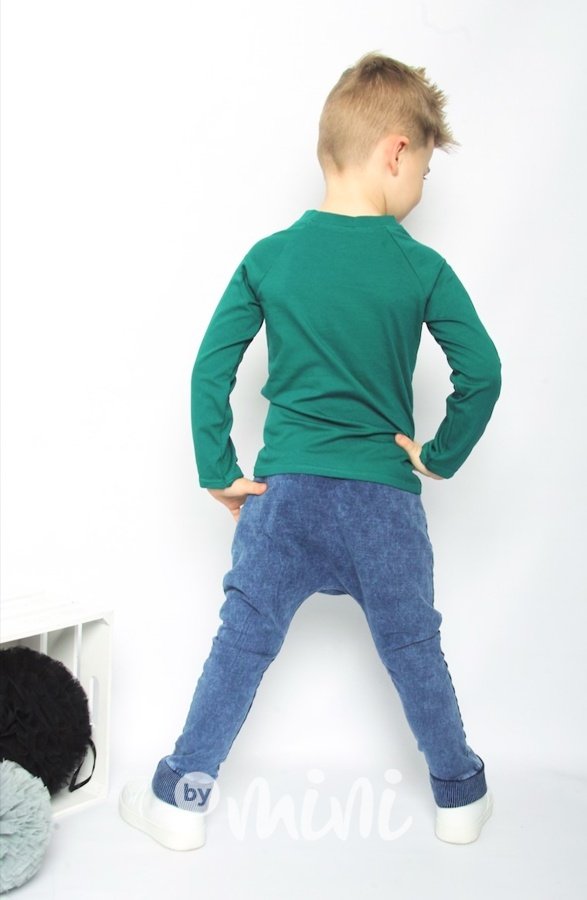 Jeans baggy + smaragd triko