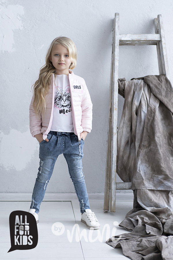 Jeans baggy kalhoty s mašličkou