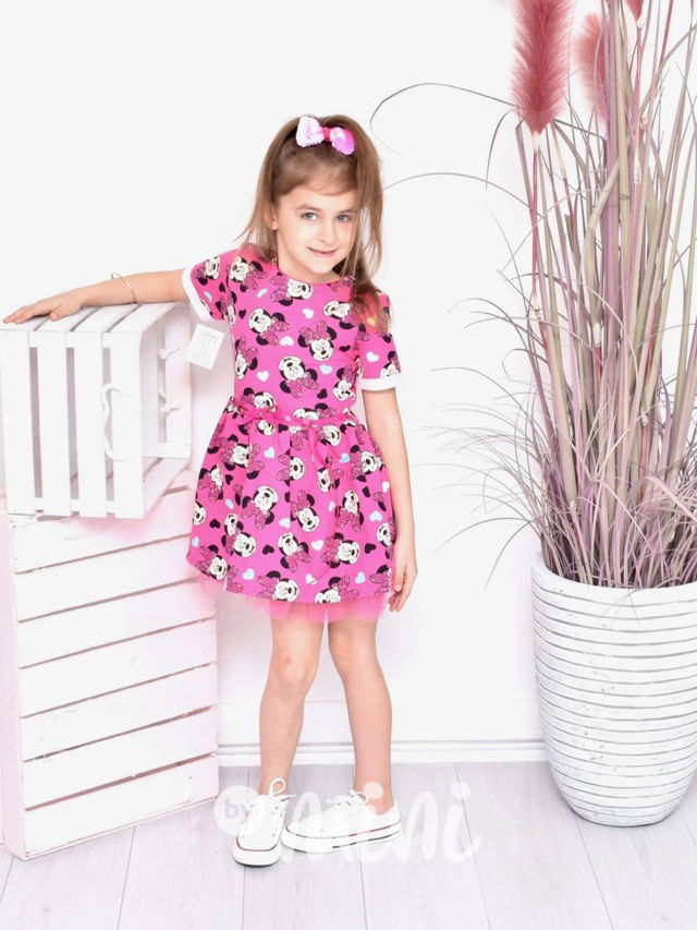 Pink dětské Minnie šaty s páskem