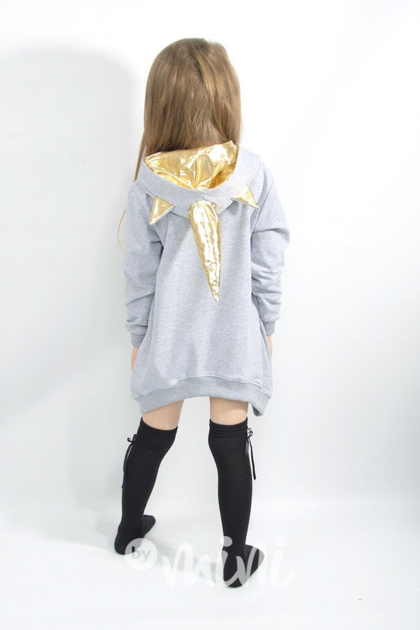 Unicorn gold asymetrická mikina šedá