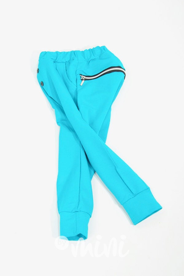 Tyrkys baggy se zipem a knoflíčky