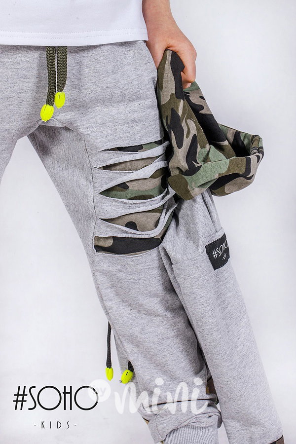 Designové tepláčky grey/army