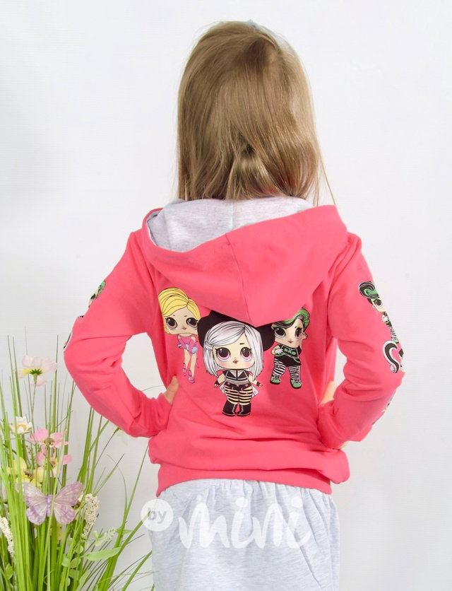 Doll dívčí mikina s flitry růžová