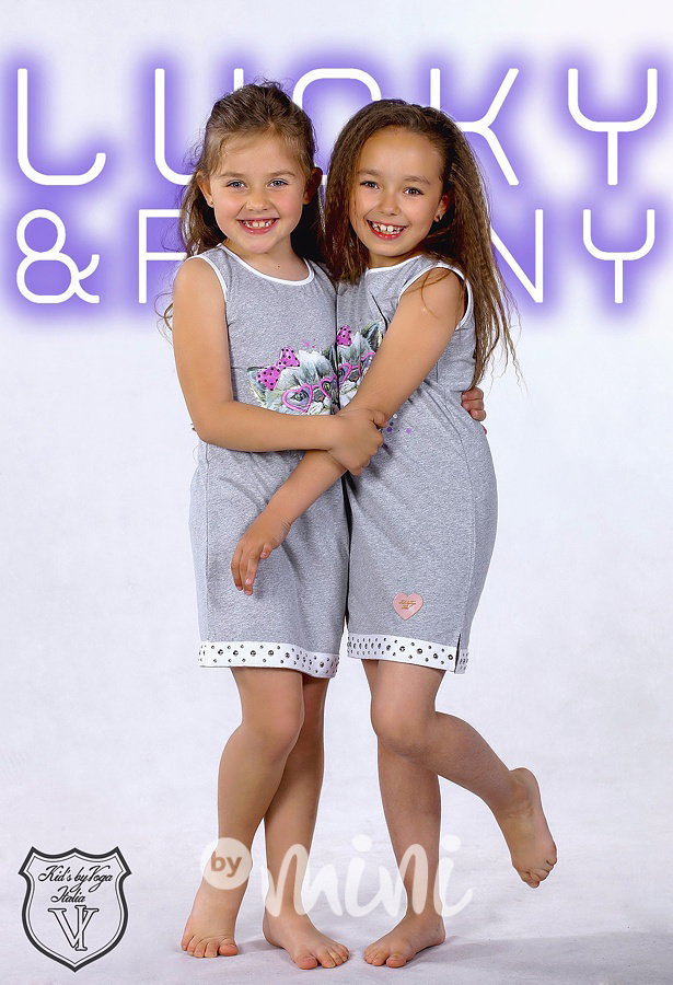 Dívčí letní šaty s kočkou a potiskem